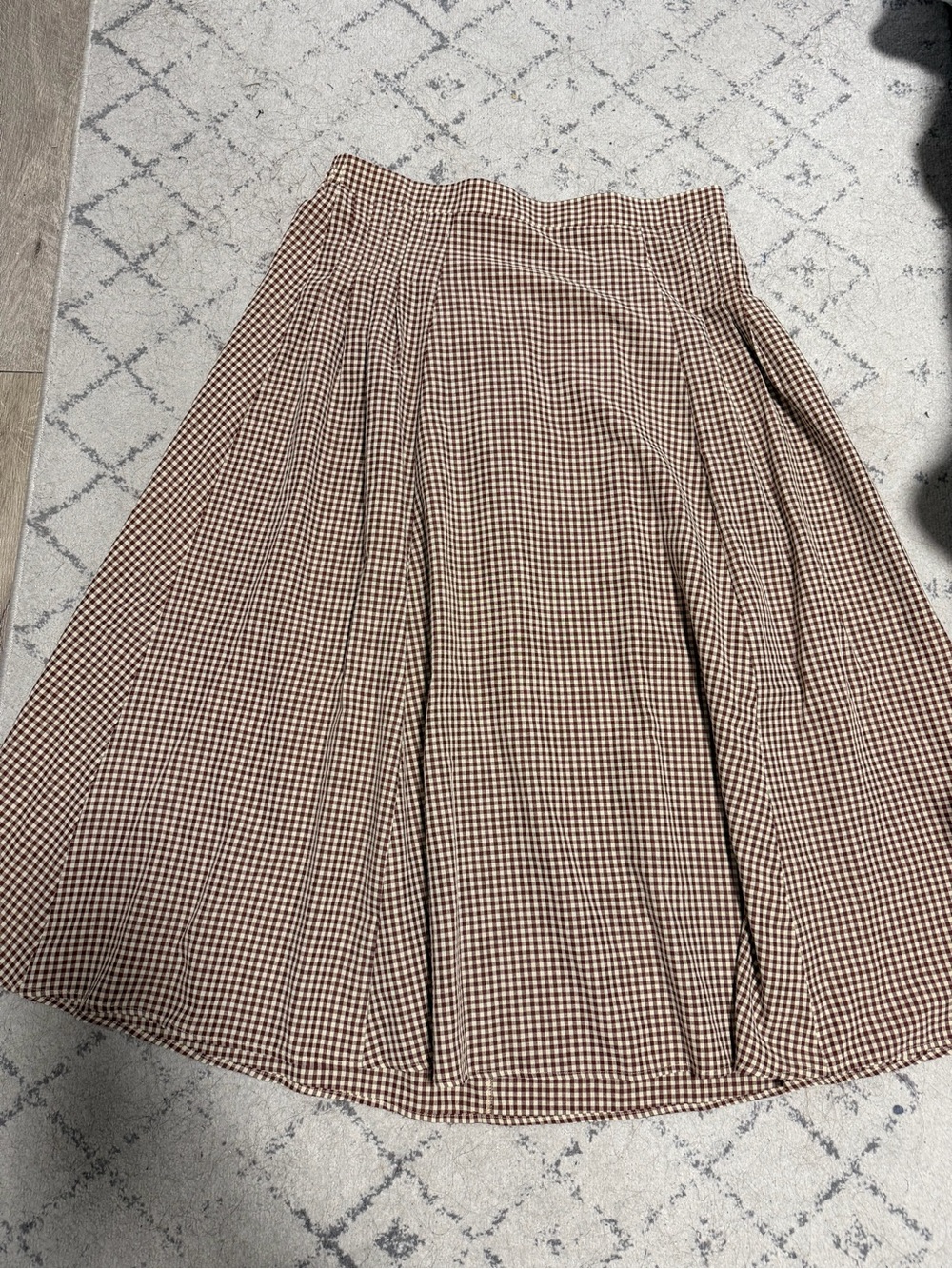 Polagram tan Gingham A-Line Maxi Skirt